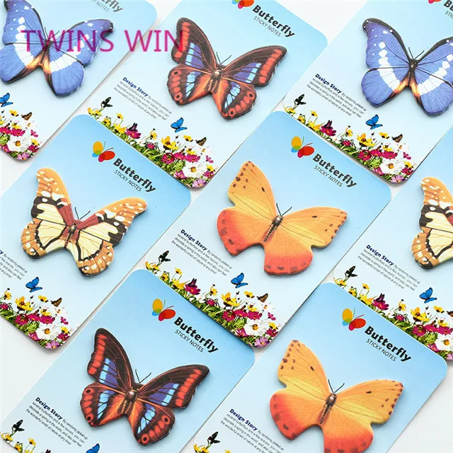 Europe latest office supplies and stationery Fancy Logo Custom creative cartoon butterfly shaped paper memo pad sticky notes 858