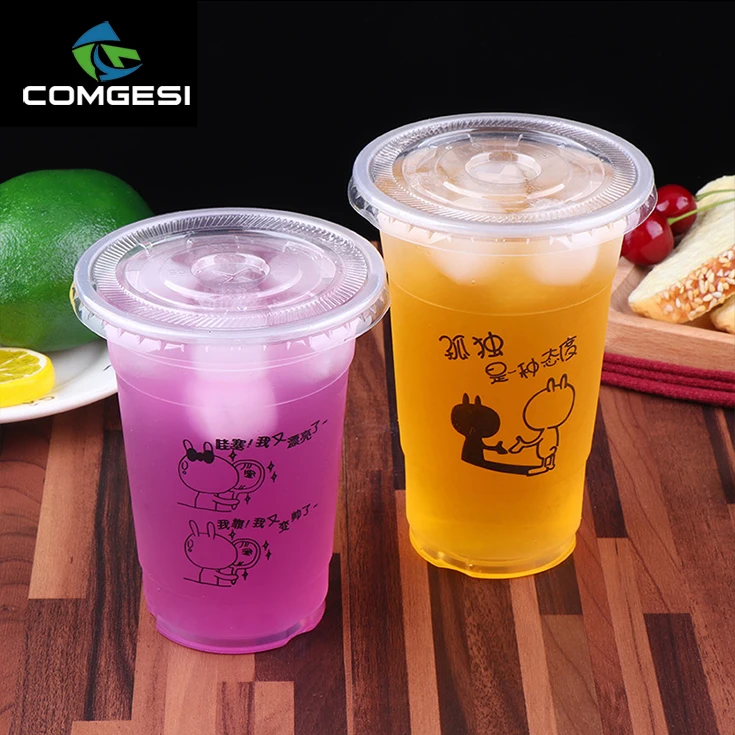 
disposable plastic pp ps pet PLA cup with dome flat lid cover 6 7 8 9 10 12 16 20 oz supplier wholesales logo color size custom 