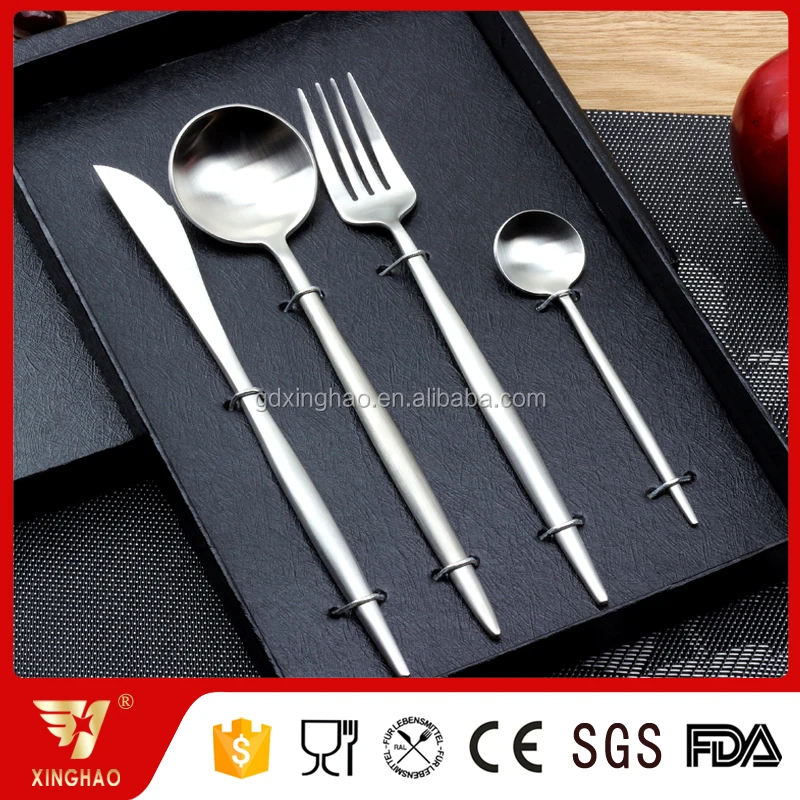 High Quality Matte Silver Stainless Steel Knife Spoon Fork Flatware Cutlery Set