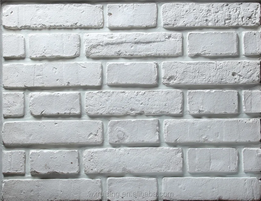 White antique clay brick panel for interior with different sizes