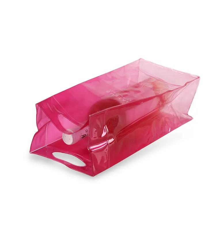 Оптовая продажа по заводской цене, розовые мешки для льда для вина, складной пластиковый мешок для льда из ПВХ, сумка-холодильник для многоразовых бутылок объемом л