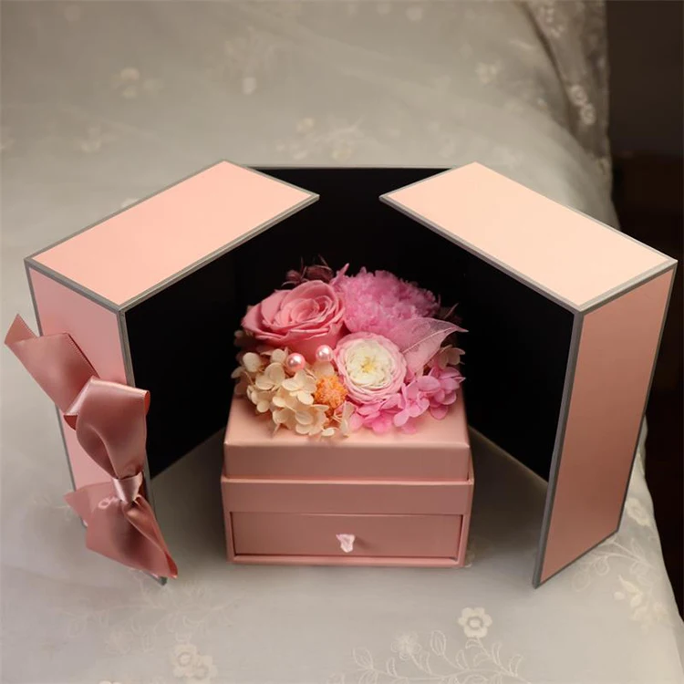 Best Gift Everlasting Real Preserved  Roses Flower With Jewelry Drawer Gift Box