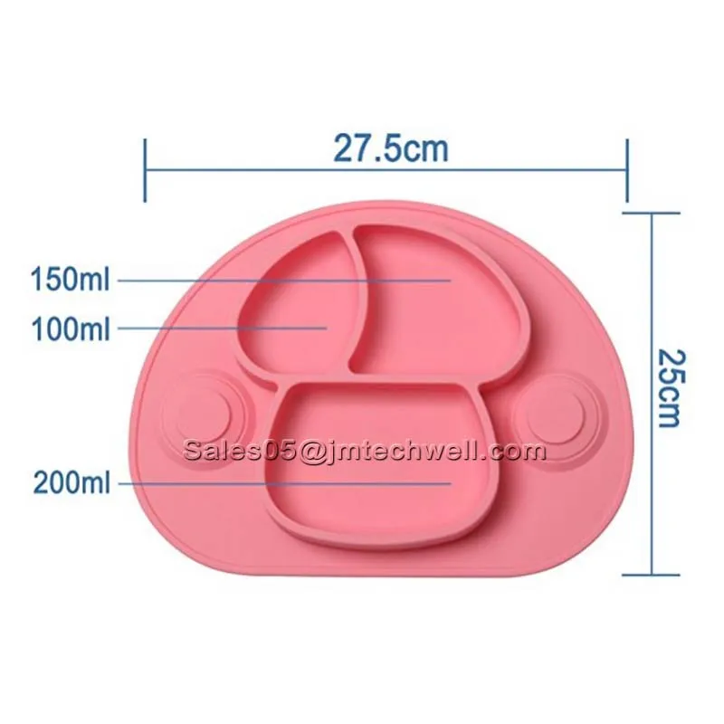 Heat resistant oval silicone mini baby suction placemat plate