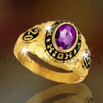 hot seller personalized Custom Logo school rings Champion 18k gold Plated Silver class ring for university graduation souvenir