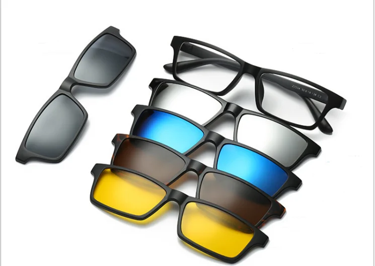 5 + 1 желтый/черный в наличии Высокое качество TR90 поляризованные 6 в 1 магнитные зеркальные солнцезащитные очки с клипсой на оправе для очков