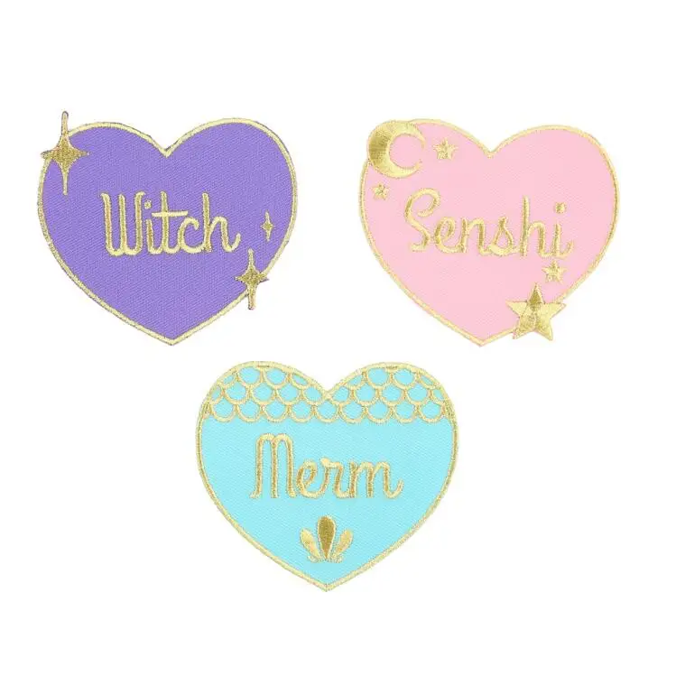 Heart Shape Metallic Gold Embroidery Patch