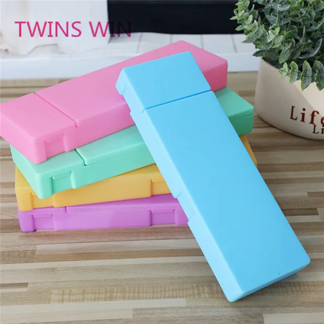 Promotional gift stationery wholesale taobao Hot Sale Custom Printed kawaii plastic pure color rectangle pencil case 860