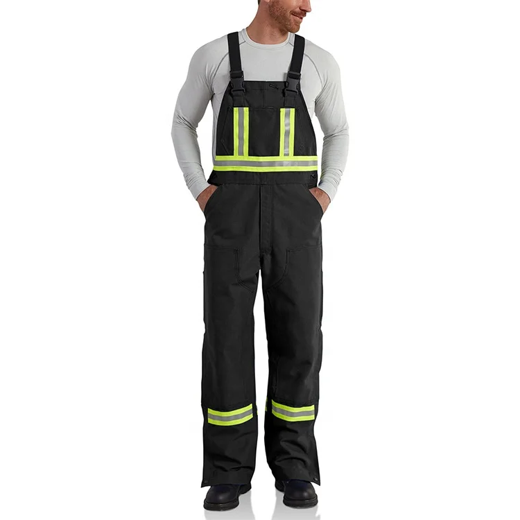 Factory Directly Sale Firefighter Overall Bib Overall Buckles Flame-Resistant Striped  Duck  Bib Overall