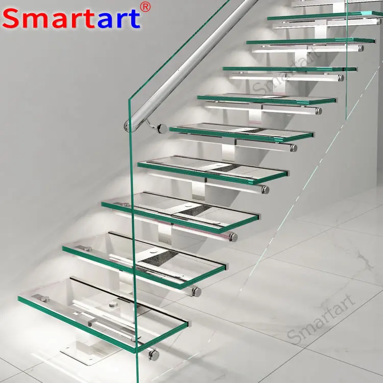 Smartart 2022  Indoor tempered glass circular staircase /outdoor fiberglass stair steps lowes