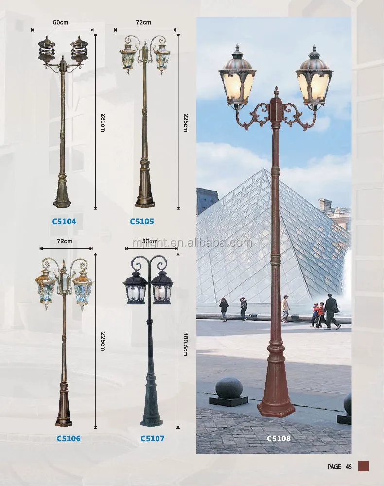 Factory price outdoor decorative antique cast iron led lamp pole 12v 30w garden light