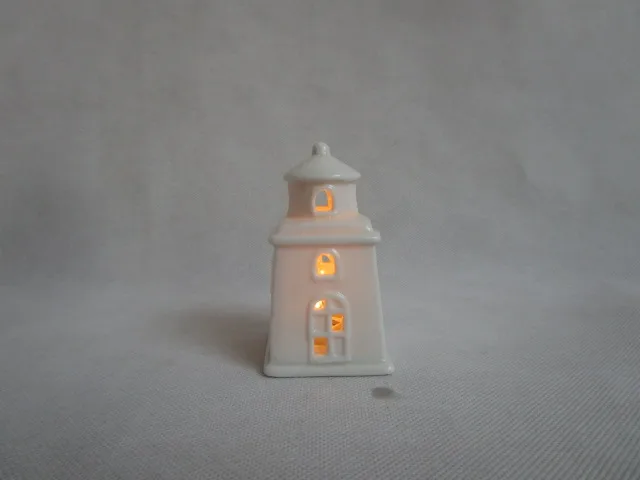 Керамический держатель для свечей маяк синий/белый 5