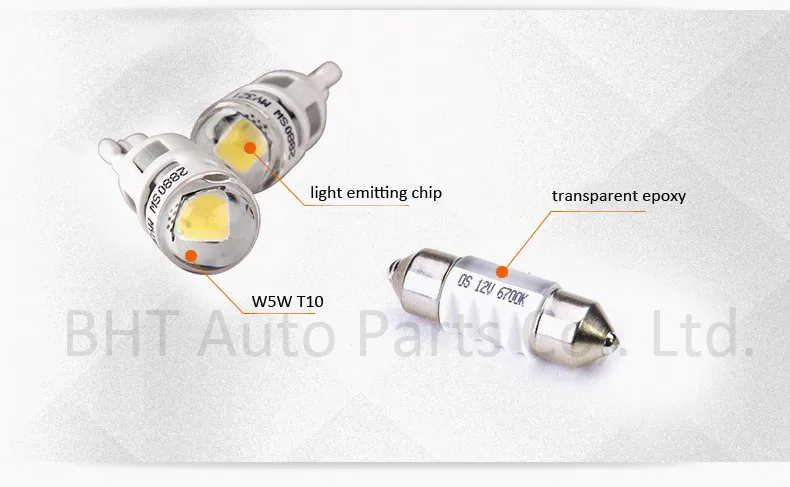 
Auto brake light bulb different colors front/side/3rd indicator W2.1x9.5d led car top sign 
