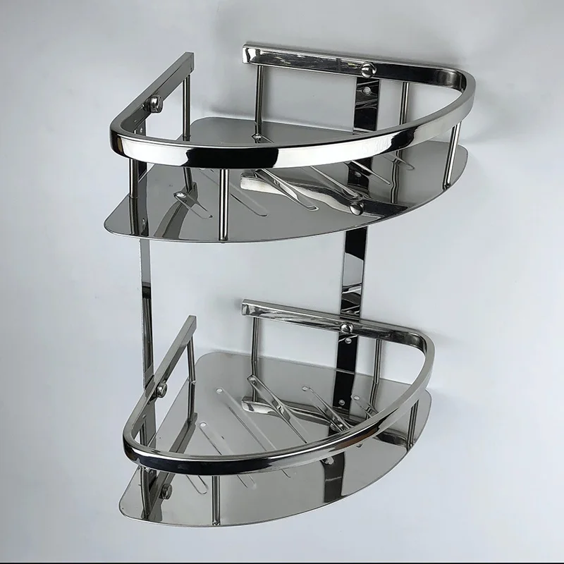 High cost performance double - layer 304 stainless steel bathroom corner rack
