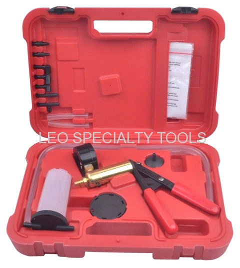 Hand Held Deluxe Vacuum Pump Break Bleed Test Set Bleeder Kit
