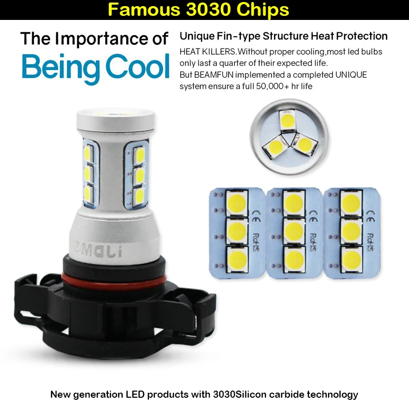 
6000K White Red Amber Car High Power H16 5202 LED Replacement Bulbs For Chevrolet Colorado Silverado 1500 GMC Canyon Fog Lights 