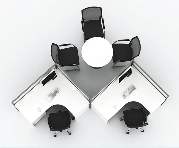 aluminium glass office partition with laminate wood table panel