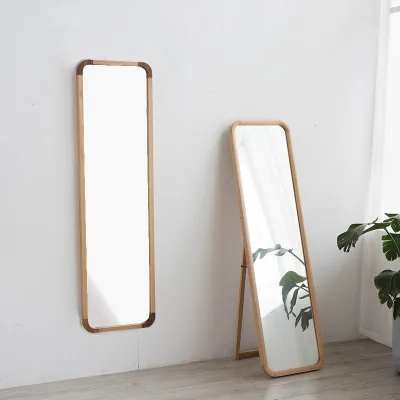large wholesale long rectangular rounded corner home decor wooden frame floor full length standing mirror