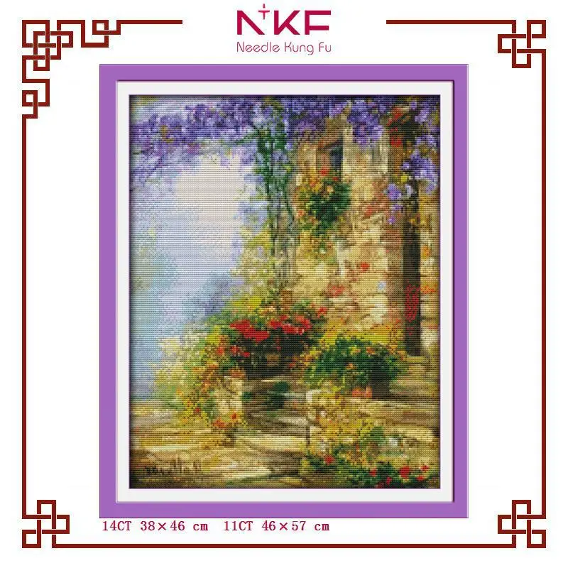 NKF Flower path wall hanging cross stitch F424