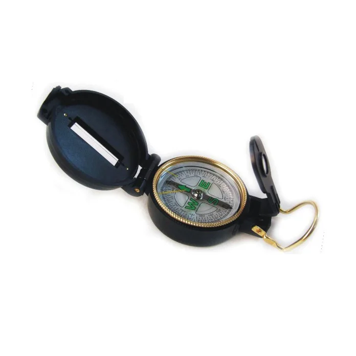 
folding metal army green compass military compass with sight wire 