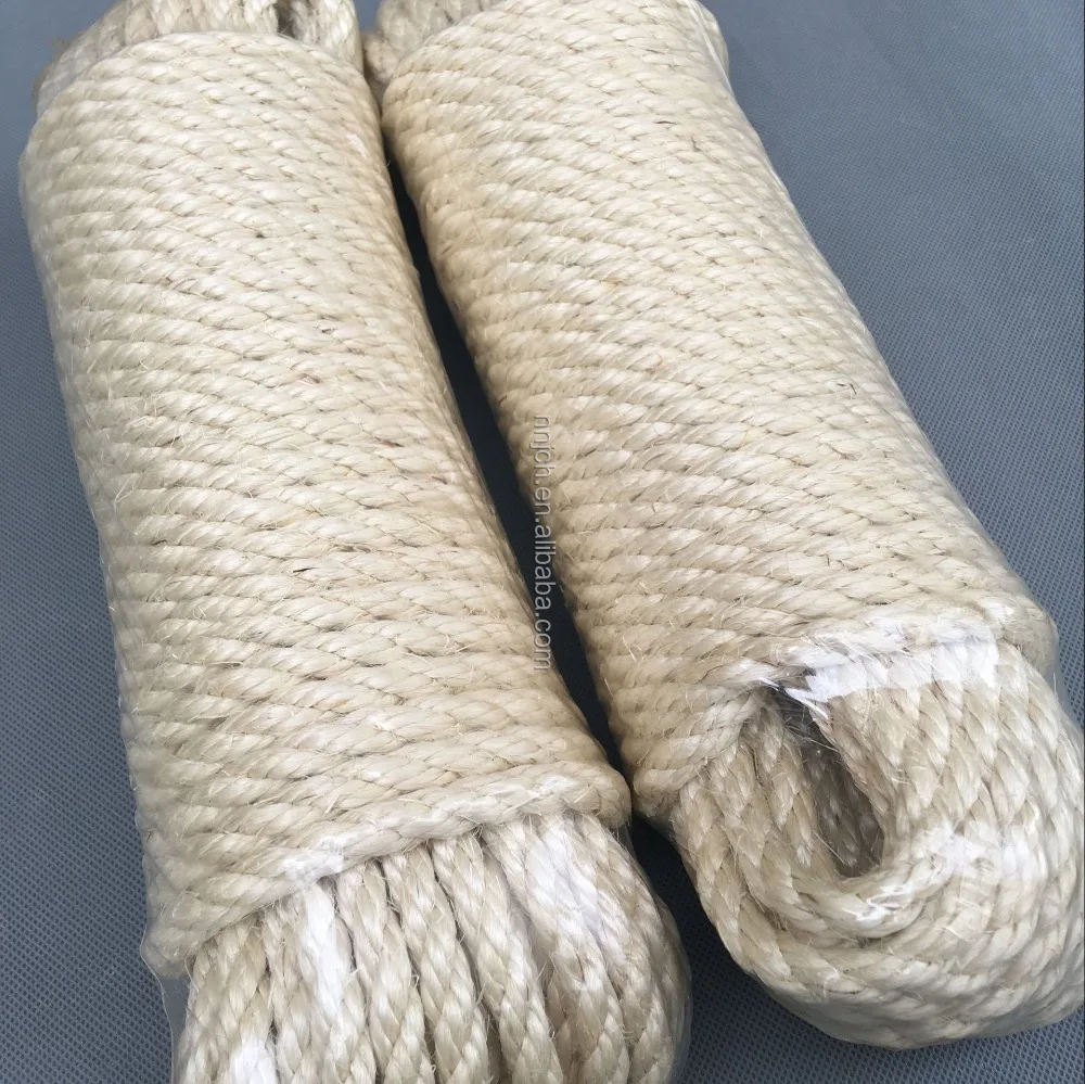8mm 3 strand bleached sisal rope for packing rope and pet toy
