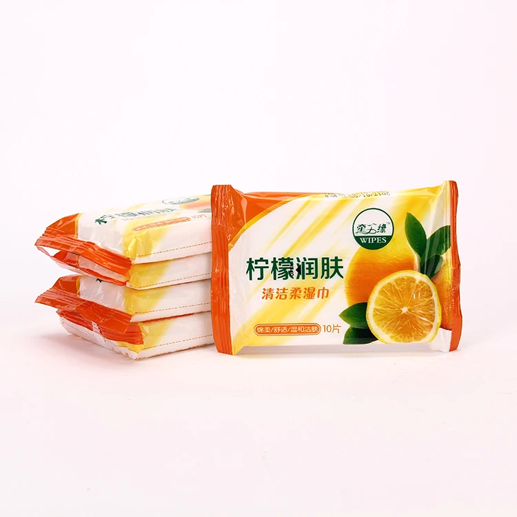Wholesale spunlaced non-woven lemon cotton wet wipes for restaurant