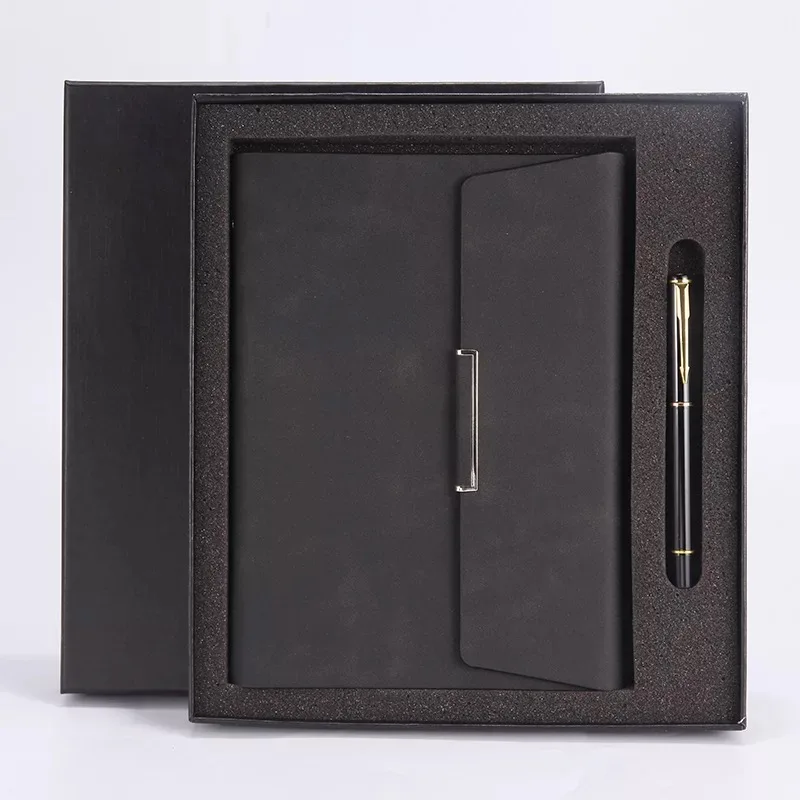 2019 Luxury PU leather diary business pen and notebook gift set