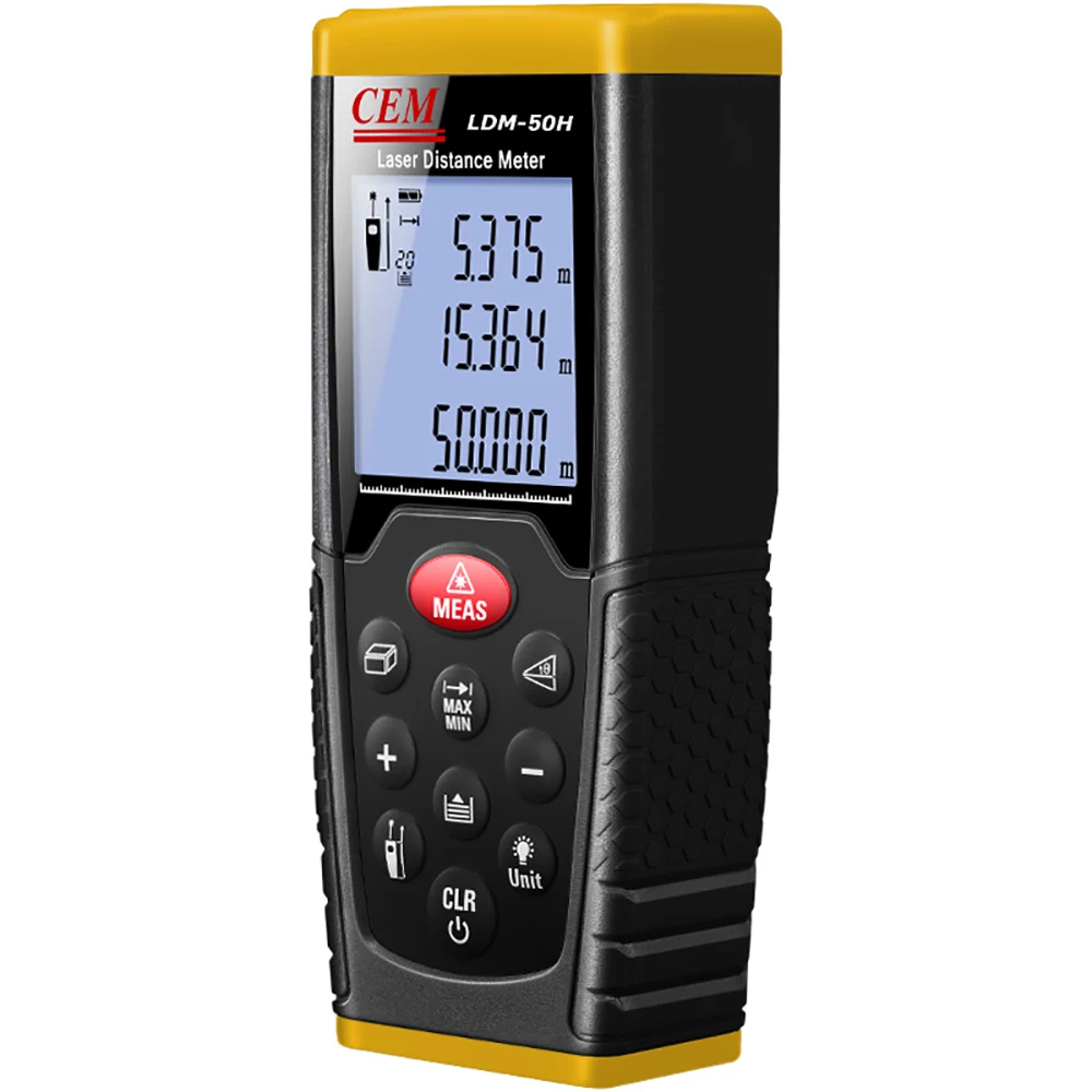 
CEM LDM-50H 164.2ft 50m Outdoor Laser Distance device Measure in Daylight Sunlight ,Pythagorean Mode, Area and Volume 