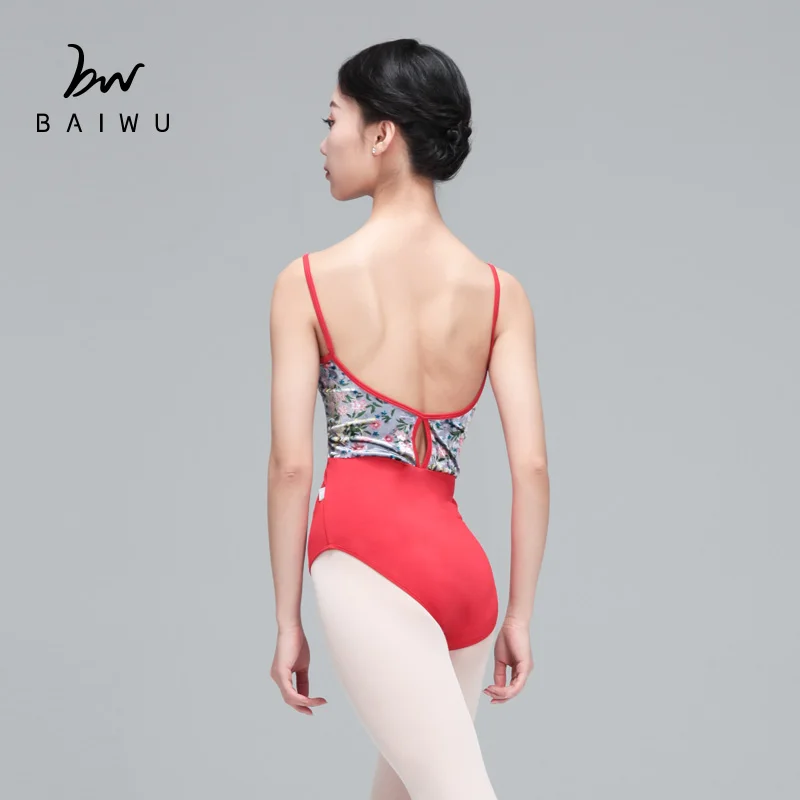 118141026 Baiwu Camisole  Dance  Girls Water Drop Back Velvet Ballet Leotards