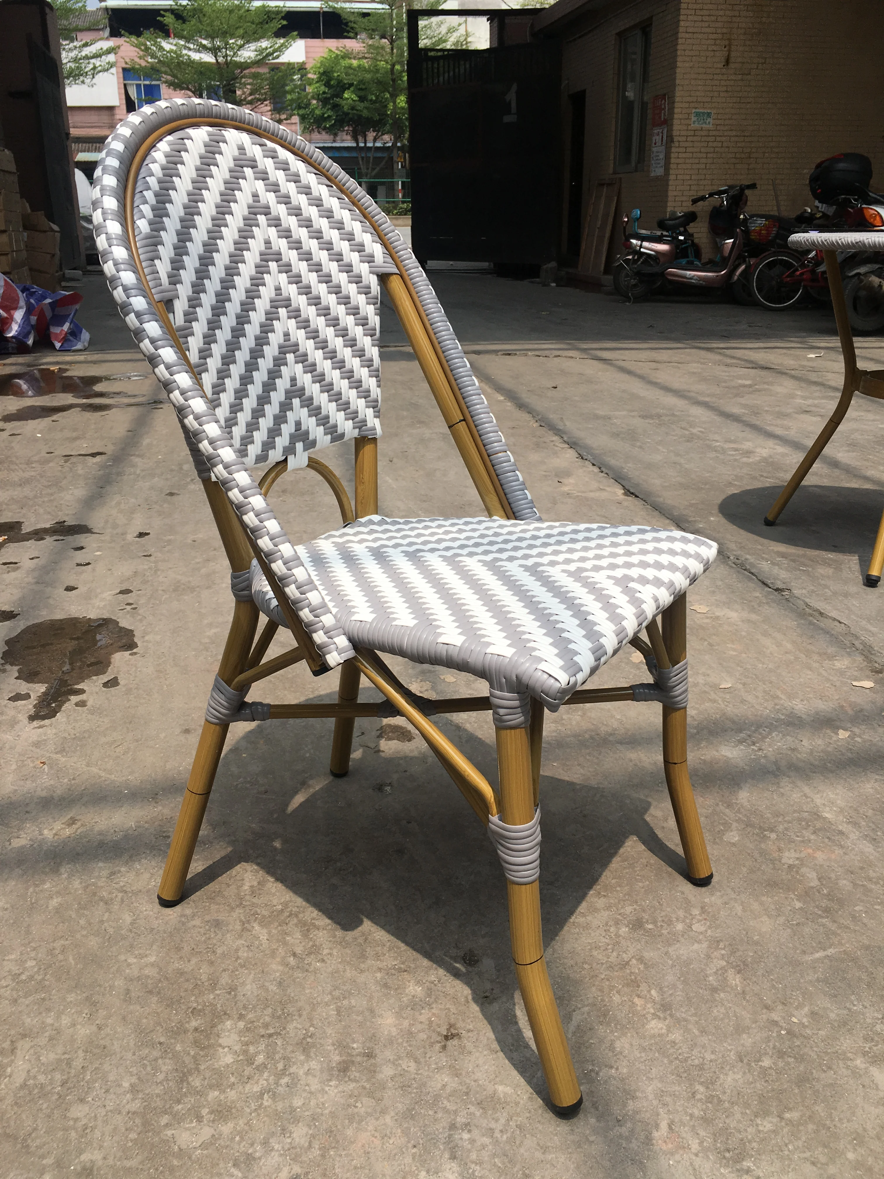 Anti-aging Outdoors Garden Aluminum Plastic Cane Rattan Bistro Chair