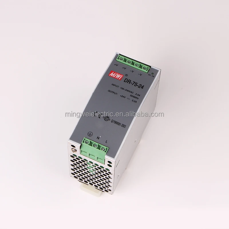 OEM DR-75-24 24V 3.2a 75W industrial din rail power supply, 24 volt dc power supply
