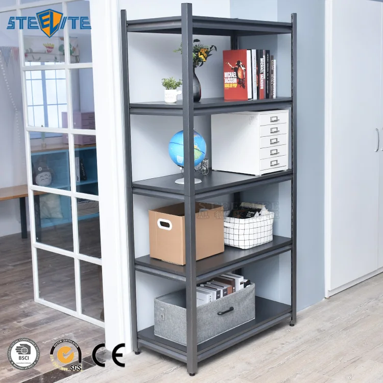 Popamazing Heavy Duty 5 Tiers Boltless Commercial Racking Garage Shelving Unit Storage Shelf Display Black