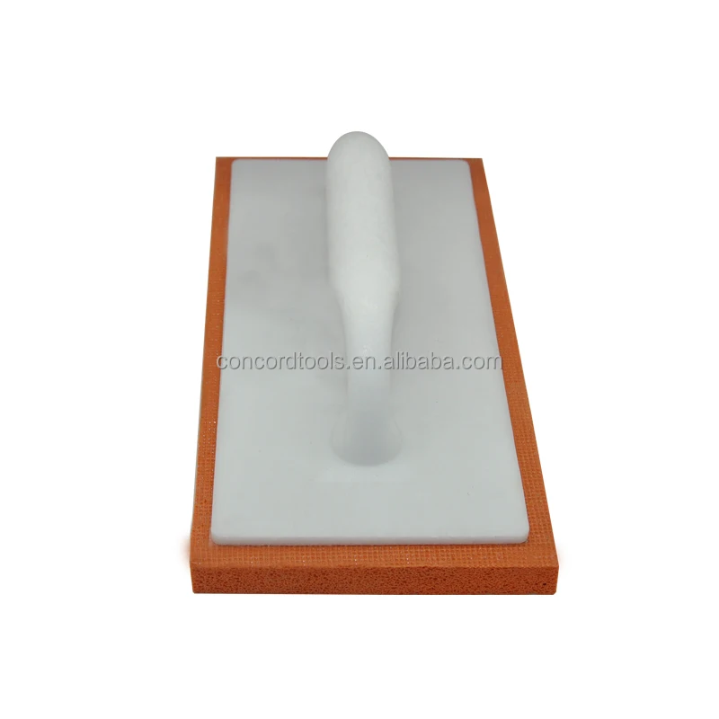 High density orange masonry float with plastic handle sponge plastering trowel