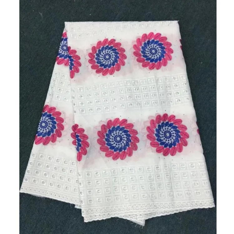 Queency Wholesale Indian Cotton Voile Fabric With Cutwork Embroidery Swiss Voile Lace