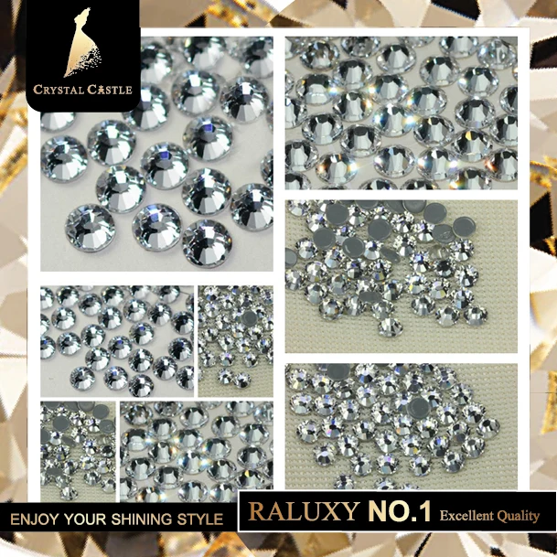 
Crystal Castle high quality 3mm shiny clear crystal flat back hotfix rhinestone transfer for gymnastics apparel 