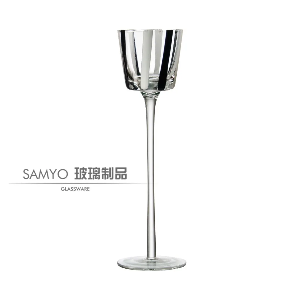 Samyo Glassware Manufacturer red mercury price candle holder stick