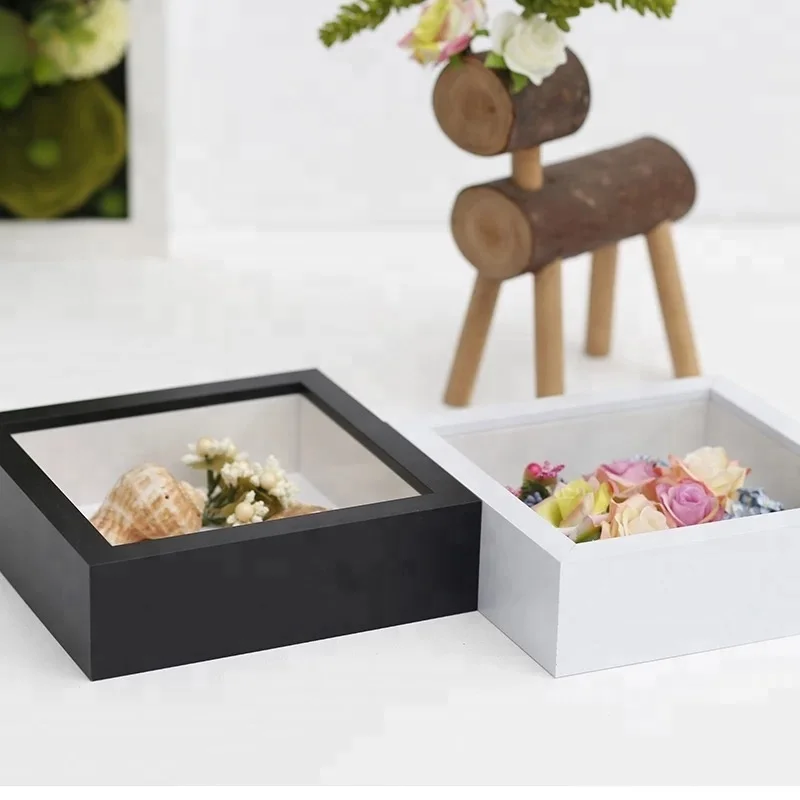 Handmade customize black 8x8 3D shadow box frame