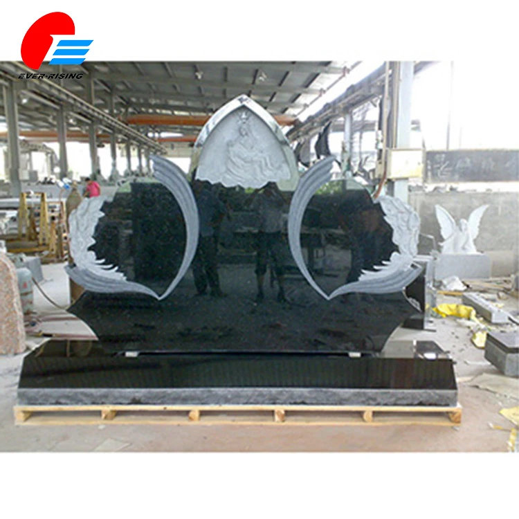 Virgin Mary Granite Double Heart Monument Headstone