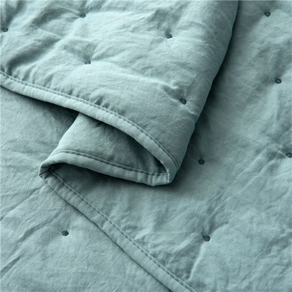 Soft Washable Lightweight Quilt Pillow Case Blanket Bed Coverlet Sets Bedspread with Solid colo