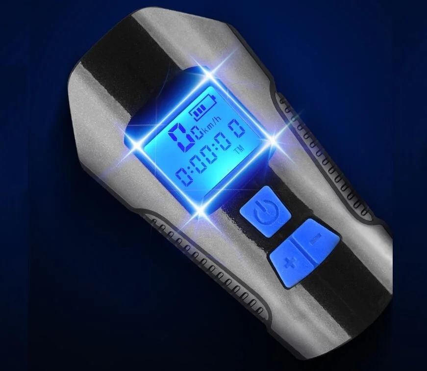 USB Bicycle Front Light Mountain Bike Waterproof Digital Speedometer Bicycle Computer With Horn