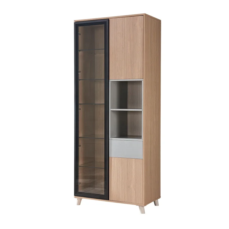
Simple Style Wood mdf Living Room Display Cabinet With Glass Door 