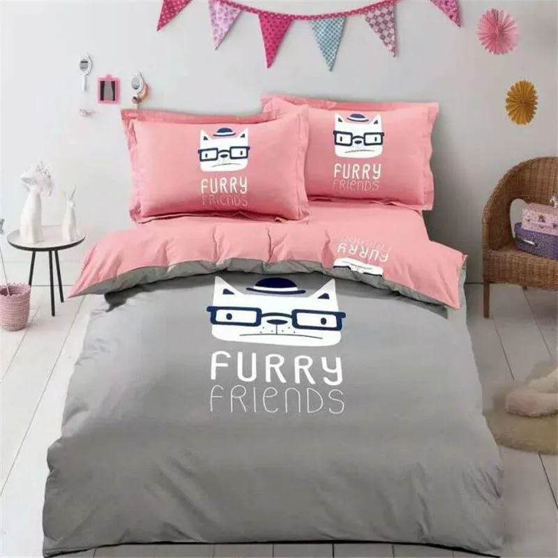 Wholesale pure cotton printed 3 pieces bed linen bedding set for children 40s 200TC