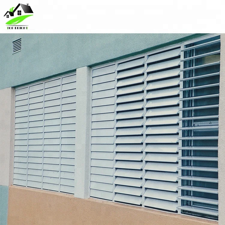 Guangzhou manufacture adjustable metal glass windows with pvc aluminum louvers