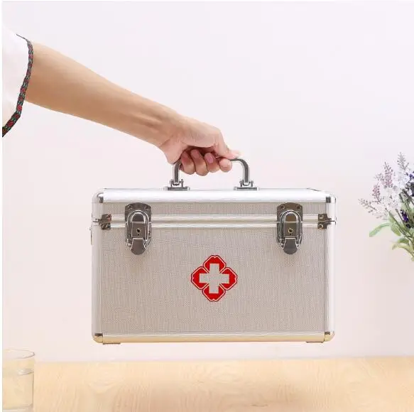 Eco-friendly MDF wood aluminium alloy medicine first aid case