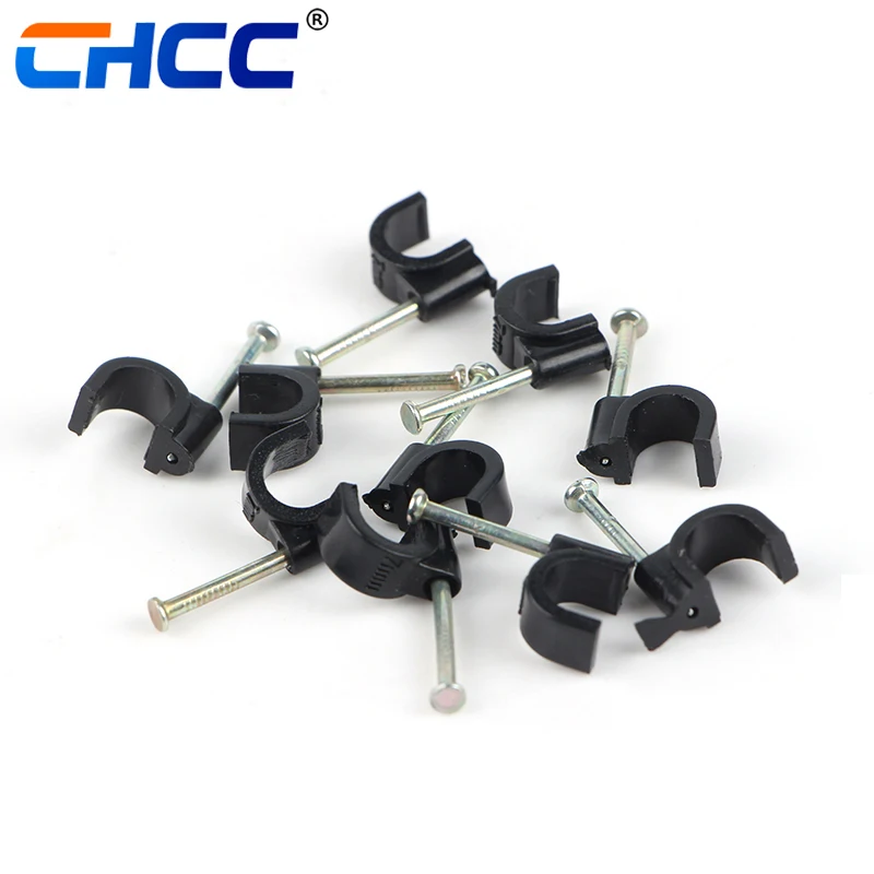 cable clips with steel nail   Plastic round Electric wire hook