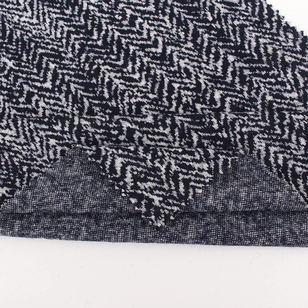 
Wool cotton polyester knitted herringbone fabric for suit 