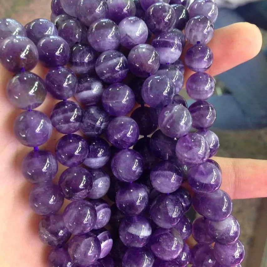 High quality natural stone bead strand 8mm round bead amethyst stone beads for bracelet making