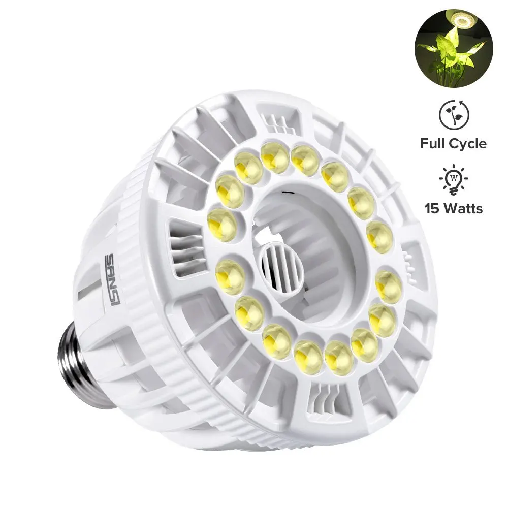 
SANSI 15w full spectrum e26 e27 ceramic led grow light bulb for indoor use 