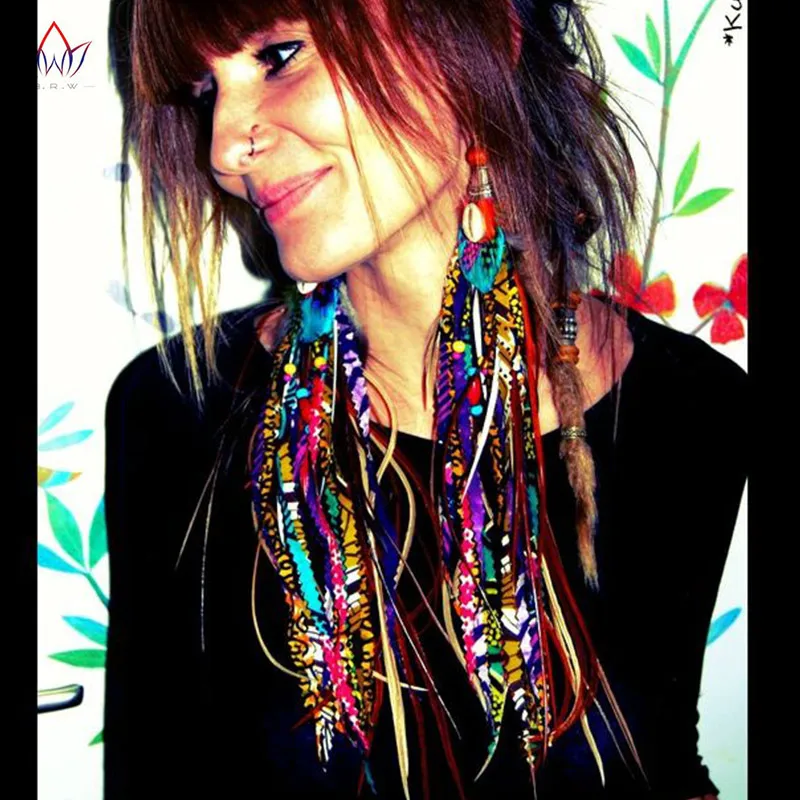 Fabric Handmade Boho African Triballatest Fashion Fancy Drop Long Earrings with Tassel WYB129
