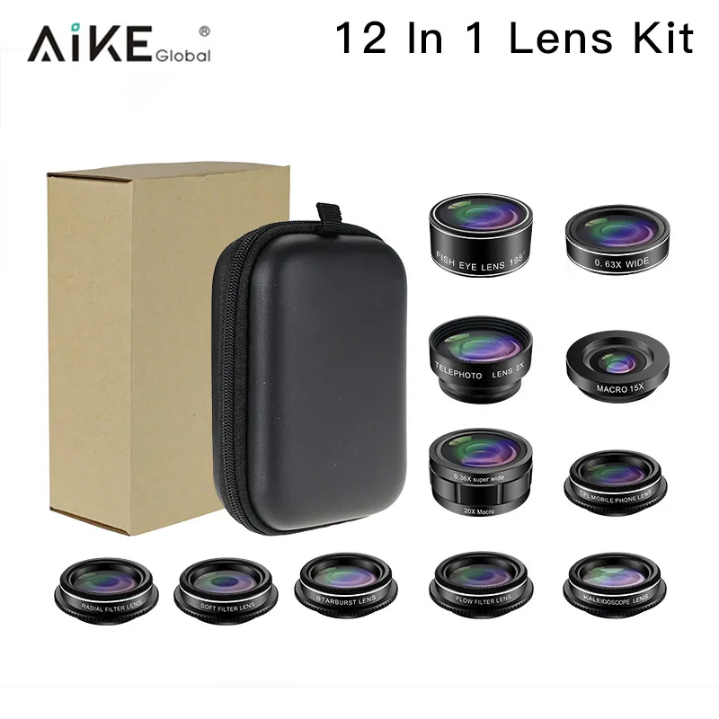 Инновационные продукты 2018 dslr смарт-камеры рыбий глаз зум 12 в 1 комплект объективов Мобильные аксессуары для iphone 6