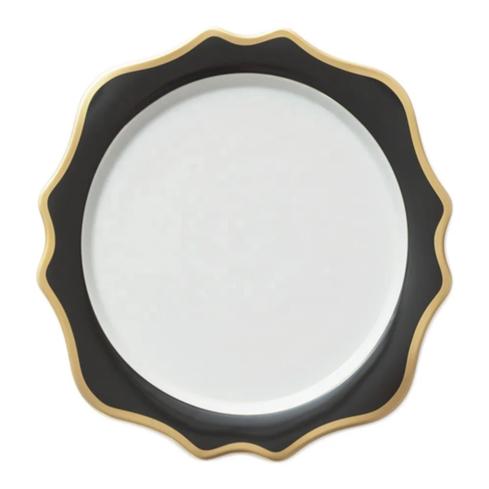 
High quality unique porcelain black dinner service plate 